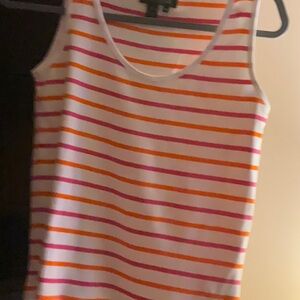 Striped Sleeveless Top - Pink, Orange, White